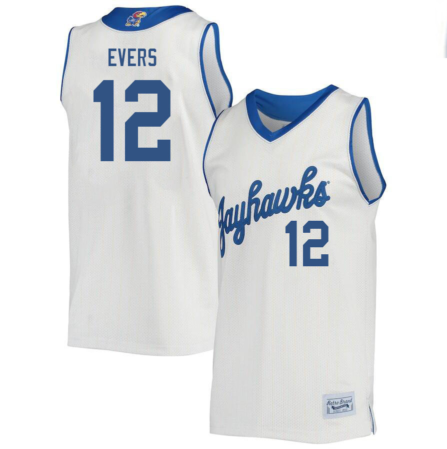 Men #12 Wilder Evers Kansas Jayhawks College Basketball Jerseys Stitched Sale-Retro